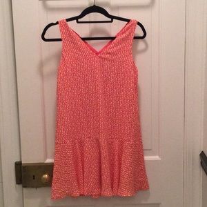 Banana republic petite geometric pink patterned dress with a-line flapper detail